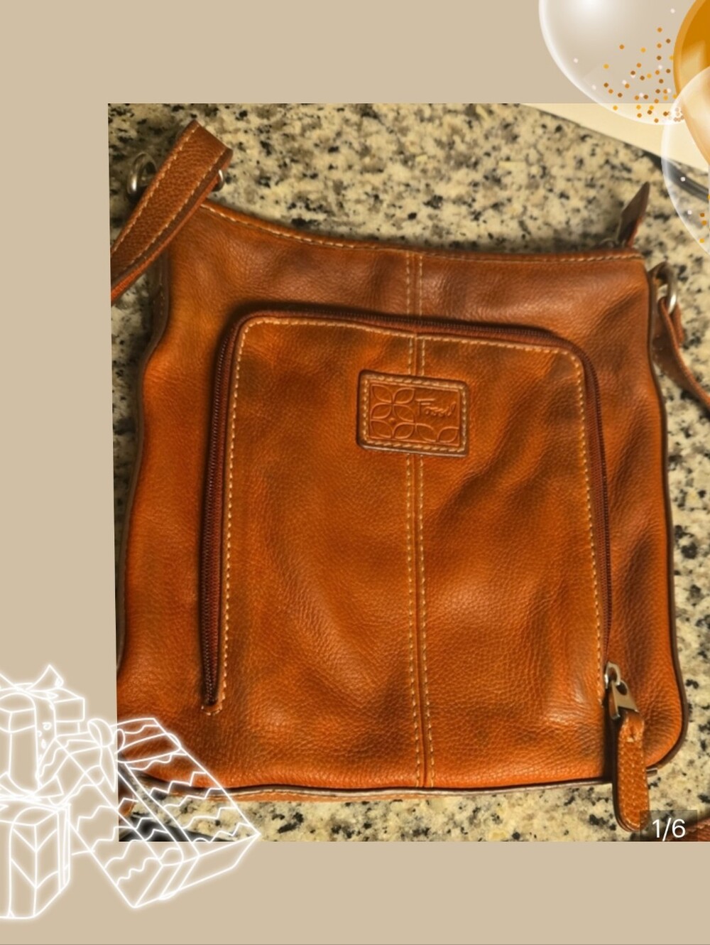 Fossil Brown Leather Crossbody Bag